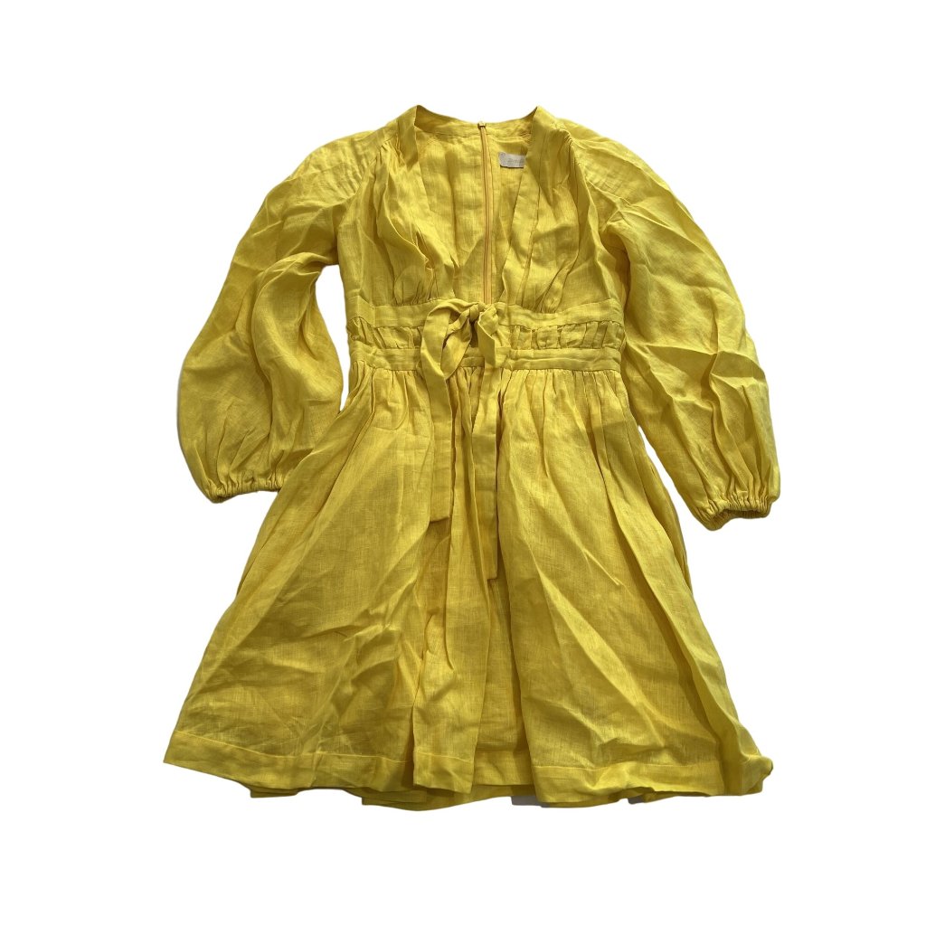 Zimmermann Shelly Plunge Mini Dress In Yellow